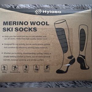 Merino Wool Ski Socks - Black - Blue/Green